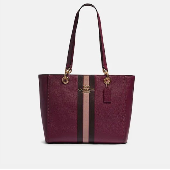 Coach Burgundy and Pink Leather Bag - Picture 3 of 11